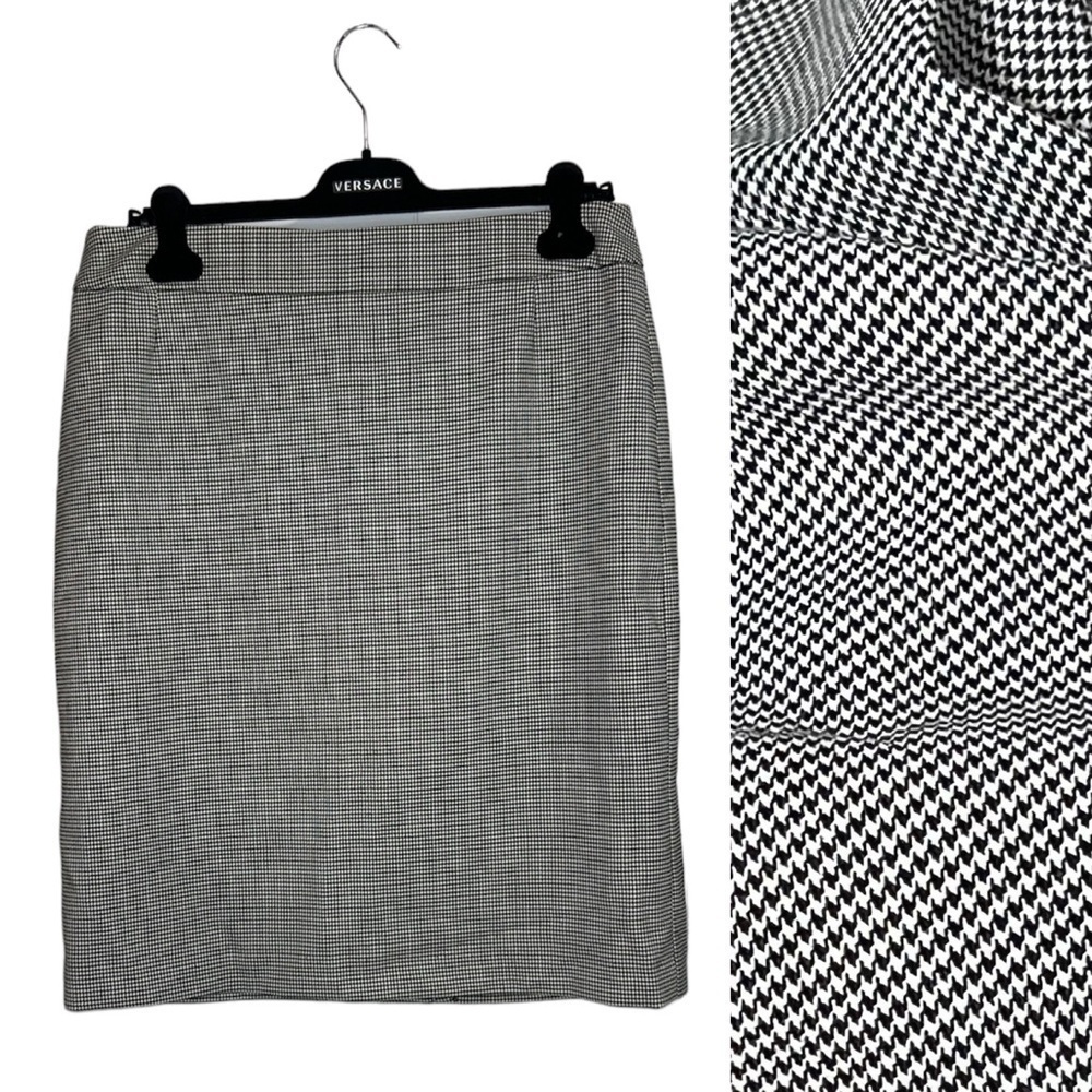 𝅺🚨 🆕 Daniel Hechter Houndstooth Wool Blend Pencil Skirt with Back Slit